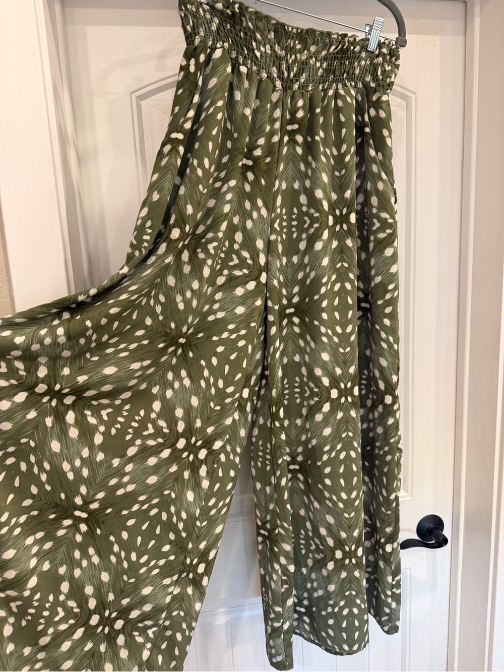 Wide Leg Olive Green Deer Print Pants